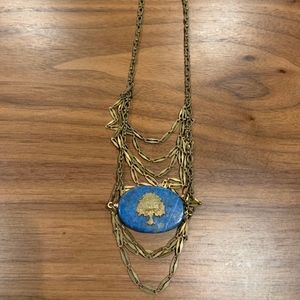 Vintage Lapis Lazuli Tree Gold Necklace